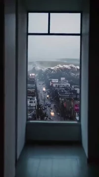 A tsunami scene created by AI