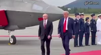 B2 bomber Flying Over President Trump And Putin at Alaska summit