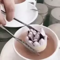 Marshmallow flower in hot chocolate