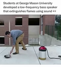 Low frequency speaker to extinguish fire