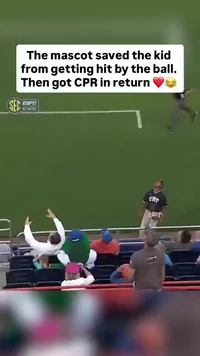 Mascot saves the kid
