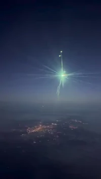 Meteor shower seen from airplane